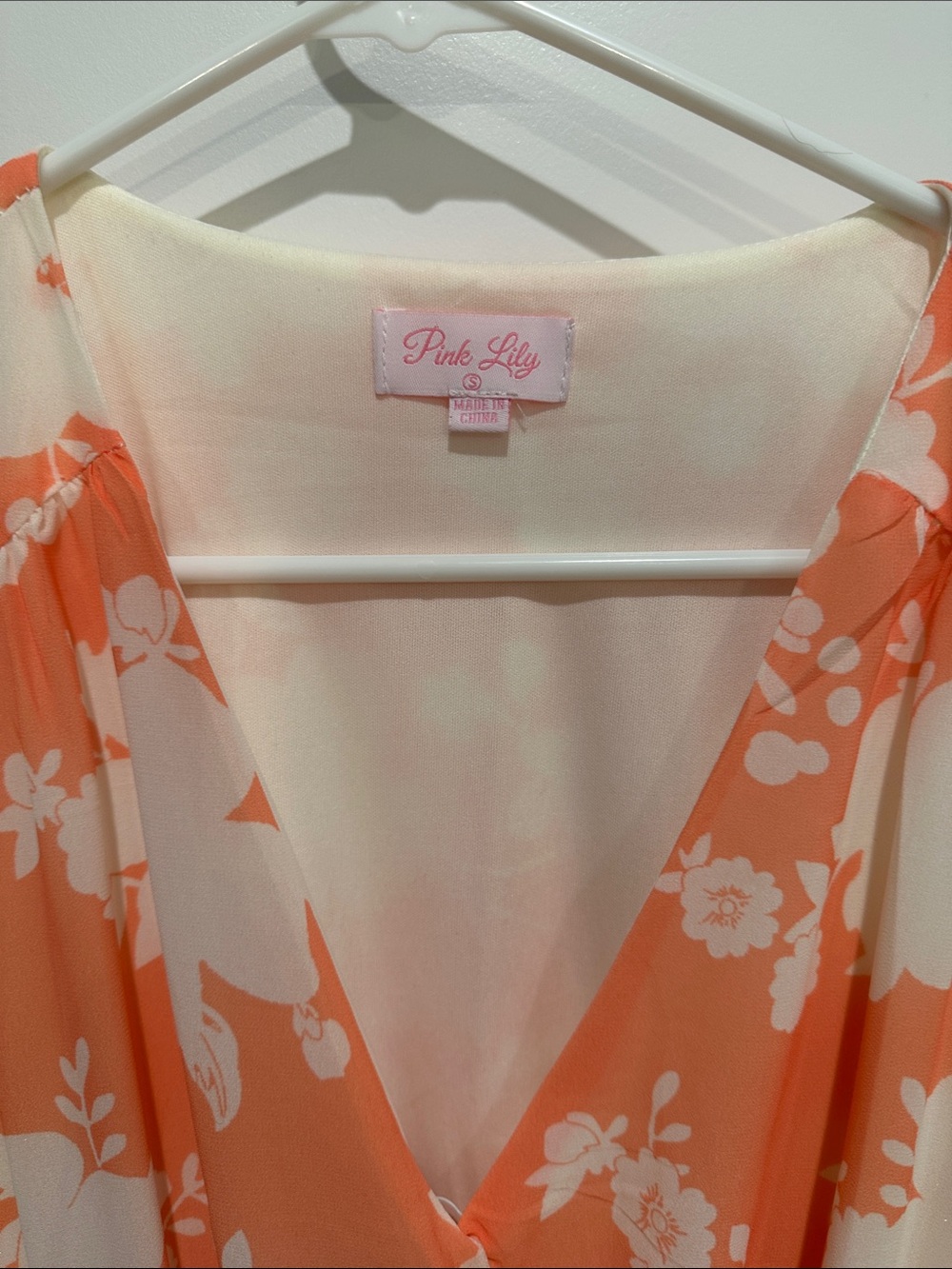 Pink Lily Coral and Cream Floral Wrap Maxi Dress - Picture 2 of 2